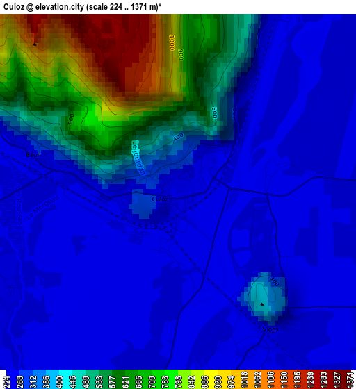 Culoz elevation map