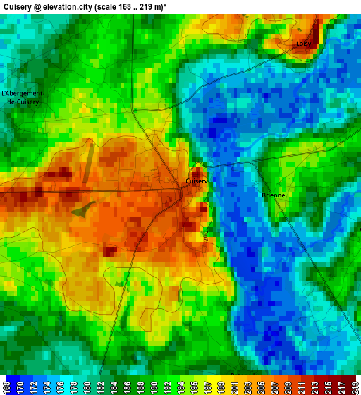 Cuisery elevation map