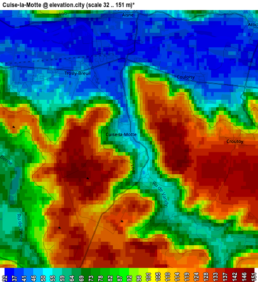 Cuise-la-Motte elevation map