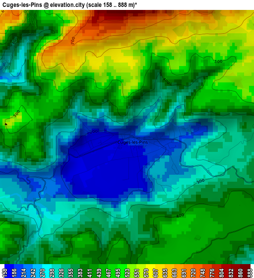 Cuges-les-Pins elevation map