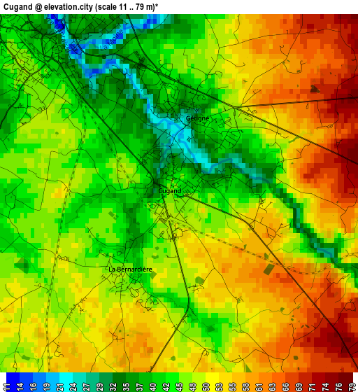 Cugand elevation map