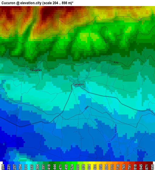 Cucuron elevation map