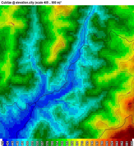 Cublize elevation map