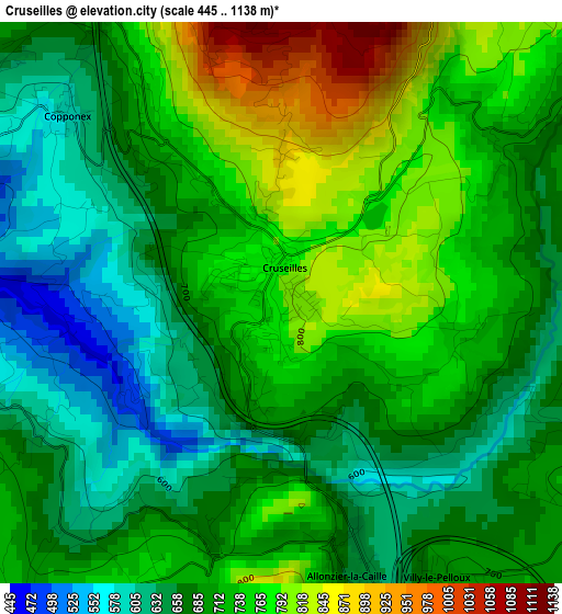 Cruseilles elevation map