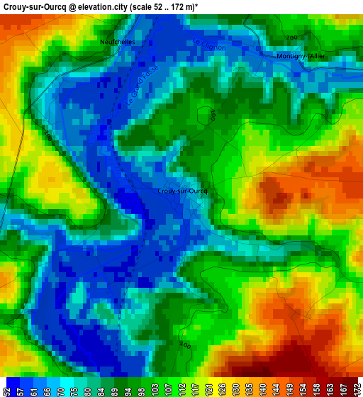 Crouy-sur-Ourcq elevation map