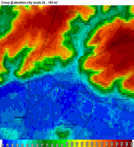 Crouy elevation map