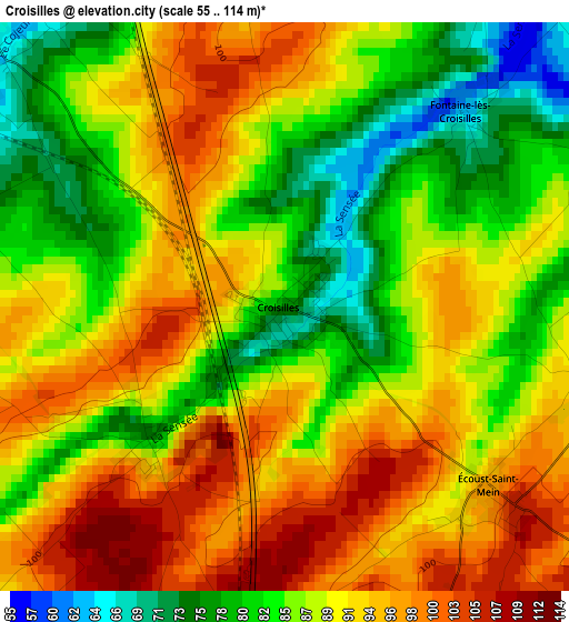 Croisilles elevation map