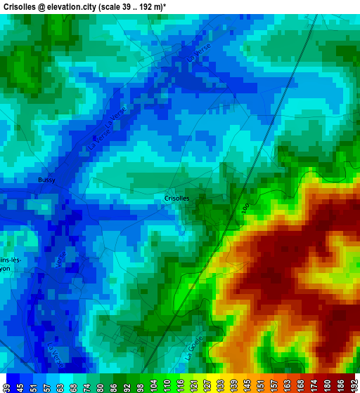 Crisolles elevation map