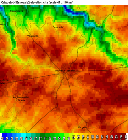 Criquetot-l’Esneval elevation map