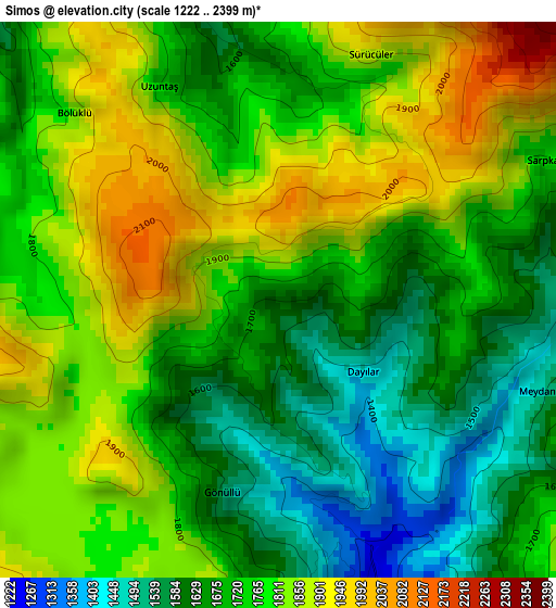 Simos elevation map