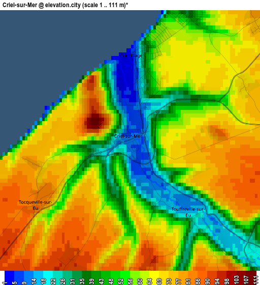 Criel-sur-Mer elevation map