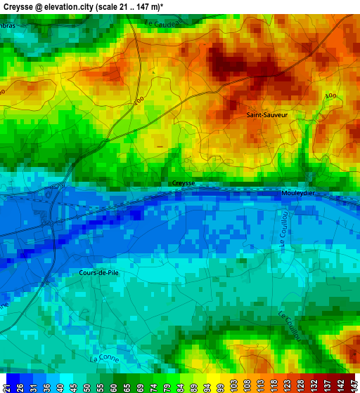 Creysse elevation map