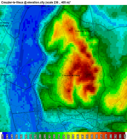 Creuzier-le-Vieux elevation map