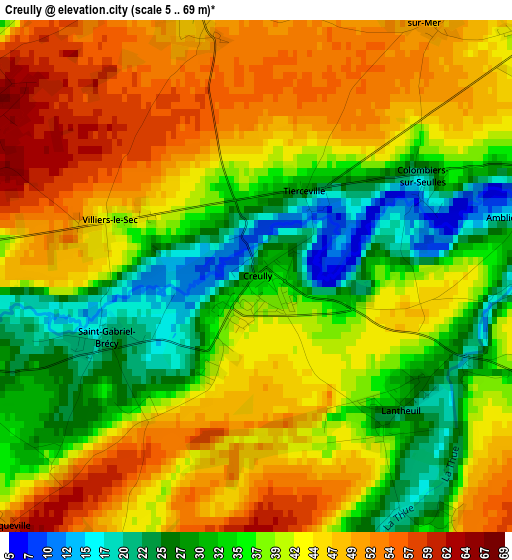 Creully elevation map