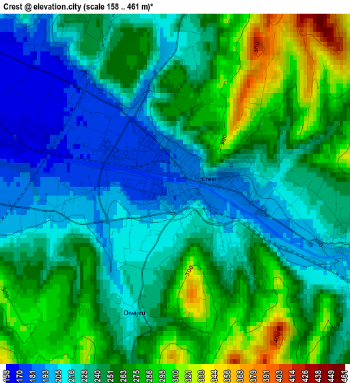 Crest elevation map