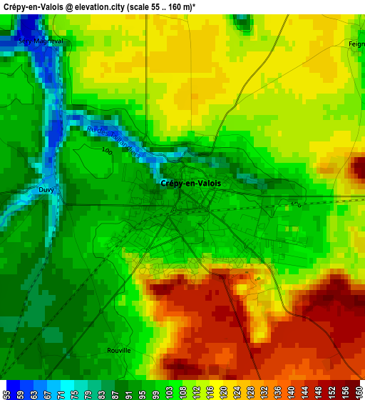 Crépy-en-Valois elevation map