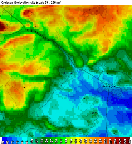 Creissan elevation map