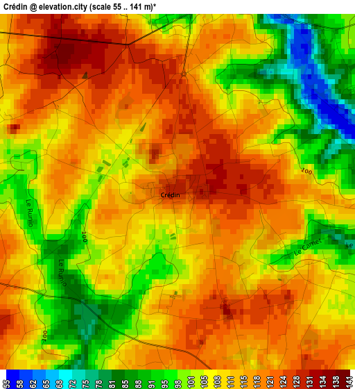 Crédin elevation map