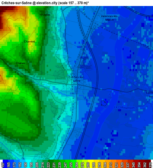 Crêches-sur-Saône elevation map