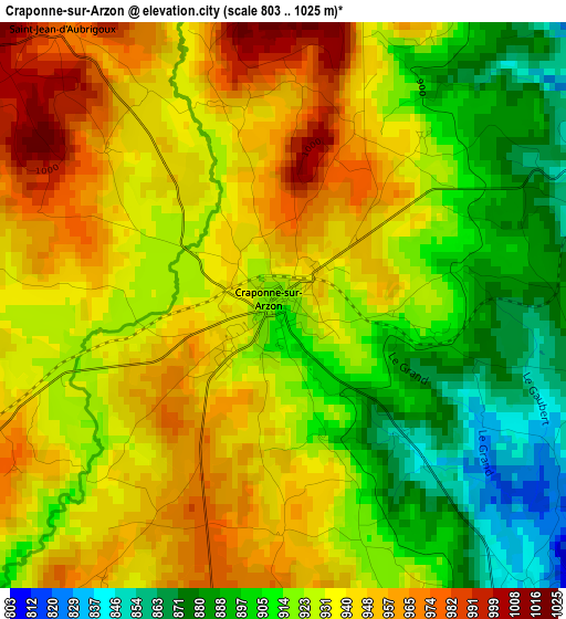 Craponne-sur-Arzon elevation map