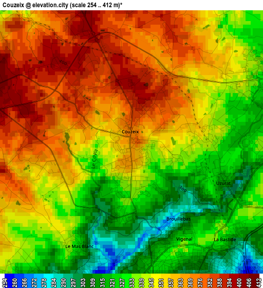 Couzeix elevation map