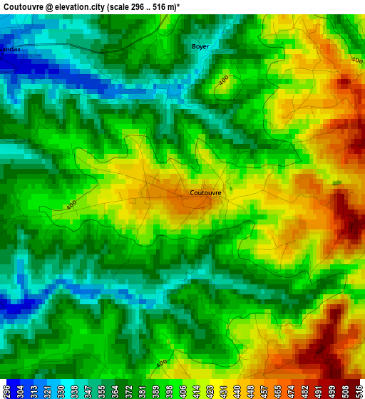 Coutouvre elevation map