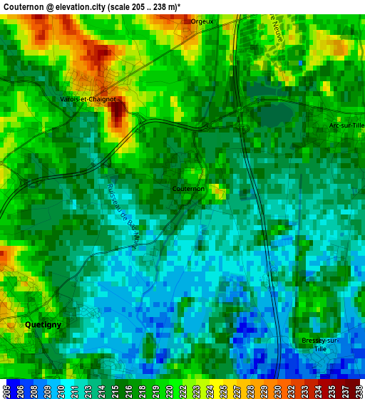 Couternon elevation map