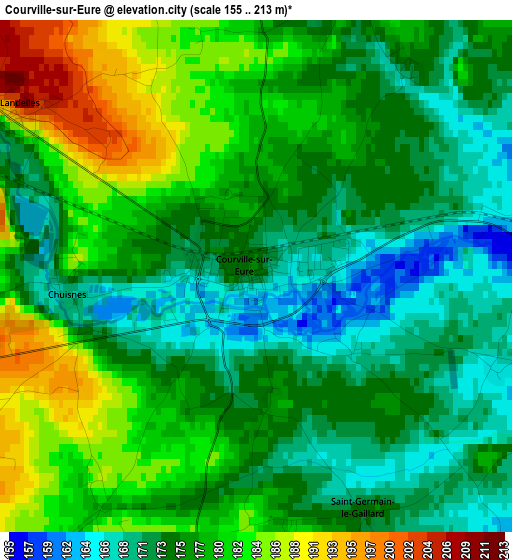 Courville-sur-Eure elevation map