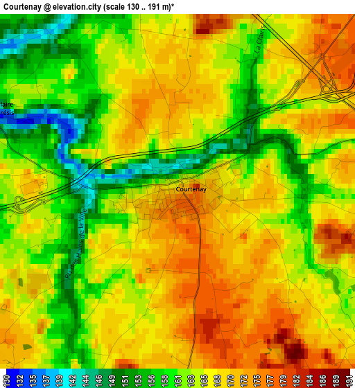 Courtenay elevation map