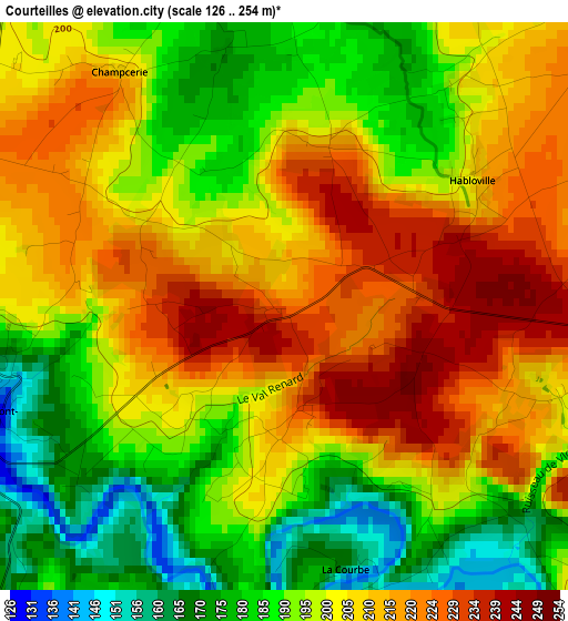 Courteilles elevation map