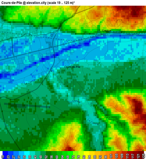 Cours-de-Pile elevation map