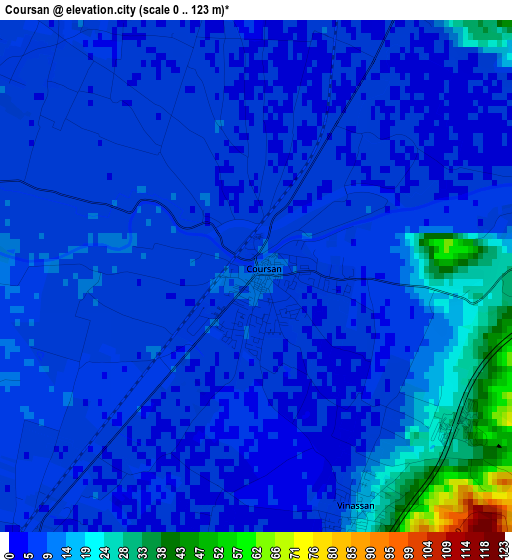 Coursan elevation map