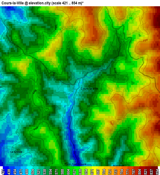 Cours-la-Ville elevation map