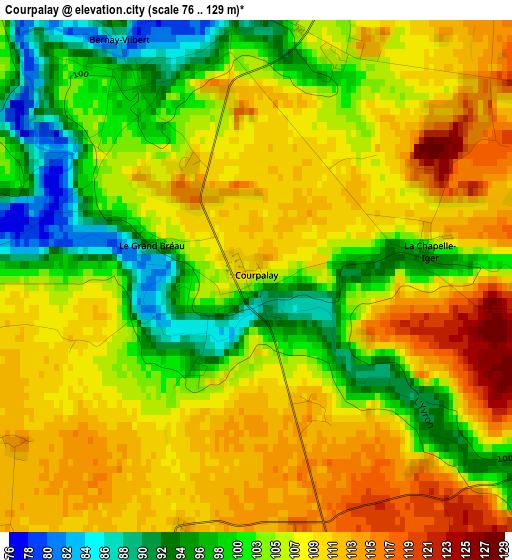 Courpalay elevation map