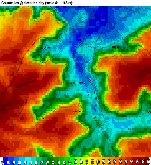 Courmelles elevation map