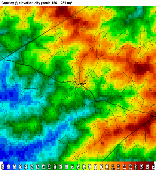 Courlay elevation map