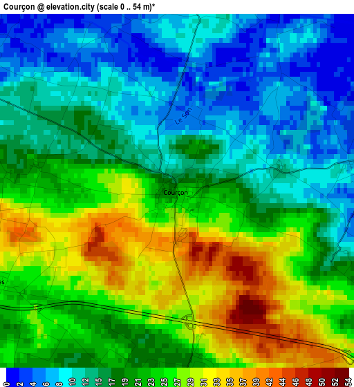 Courçon elevation map