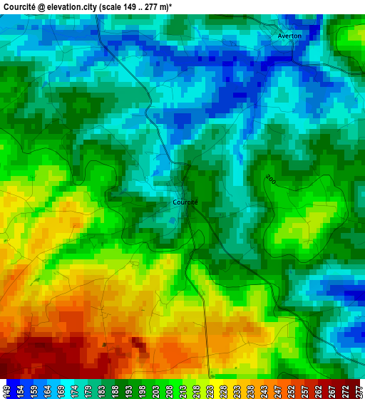 Courcité elevation map