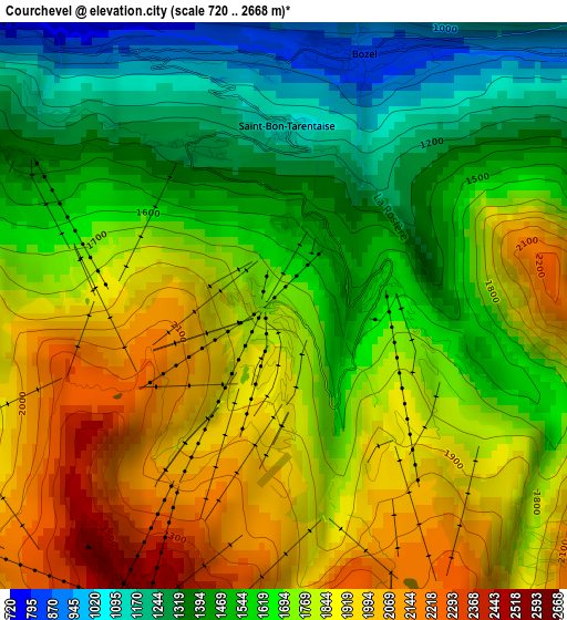 Courchevel elevation map