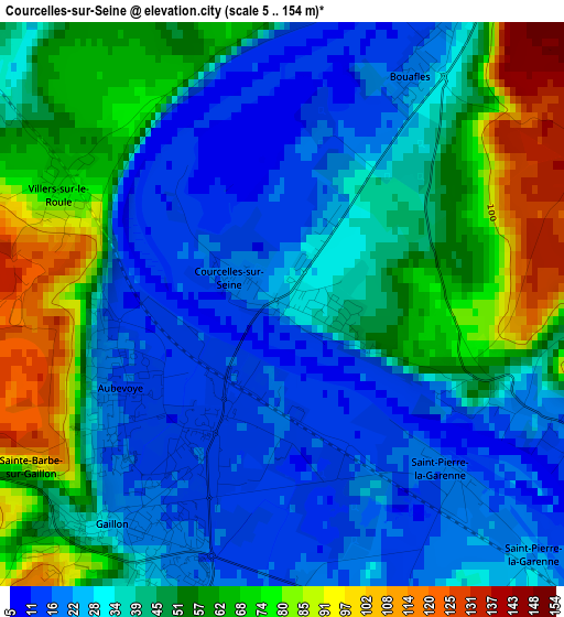 Courcelles-sur-Seine elevation map