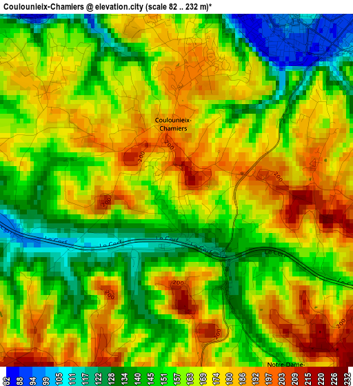 Coulounieix-Chamiers elevation map