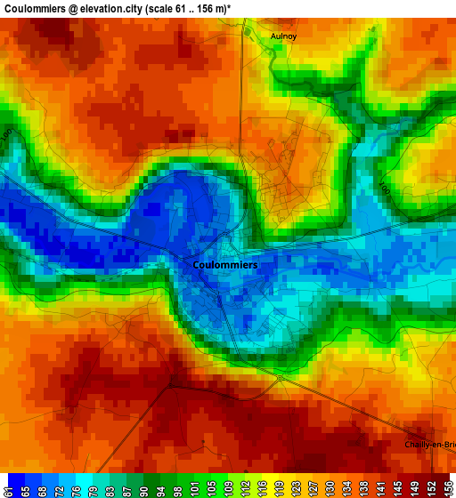 Coulommiers elevation map