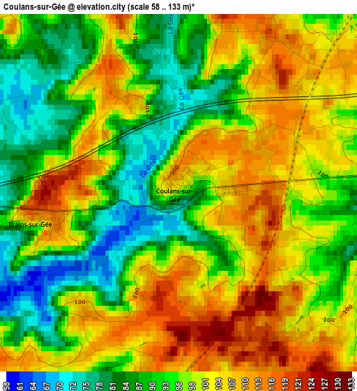 Coulans-sur-Gée elevation map