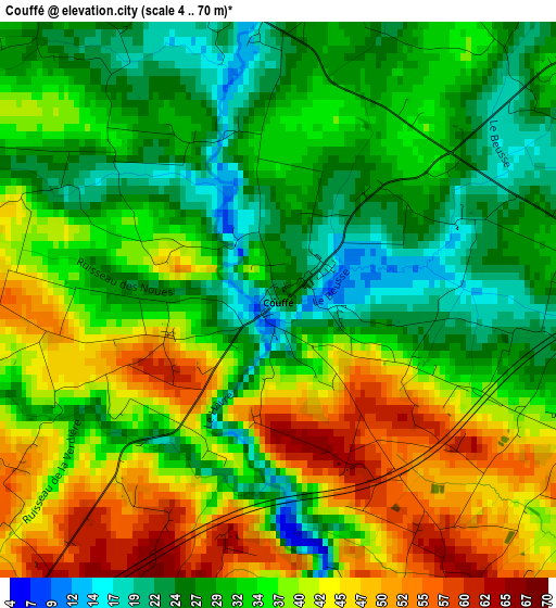 Couffé elevation map