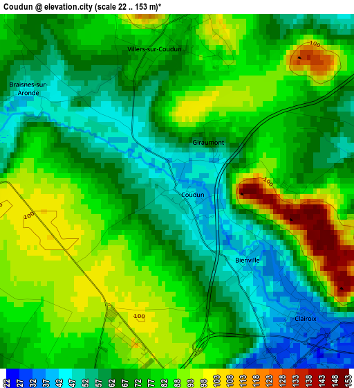 Coudun elevation map