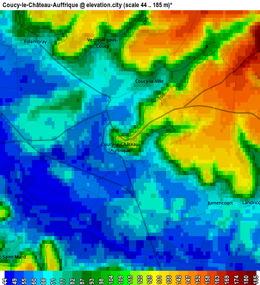 Coucy-le-Château-Auffrique elevation map