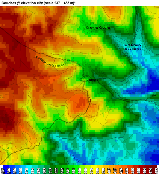 Couches elevation map