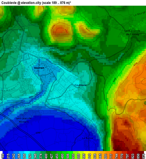 Coublevie elevation map