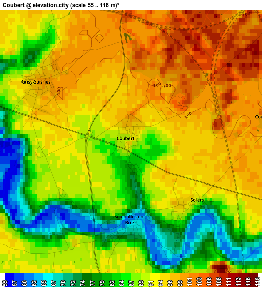 Coubert elevation map