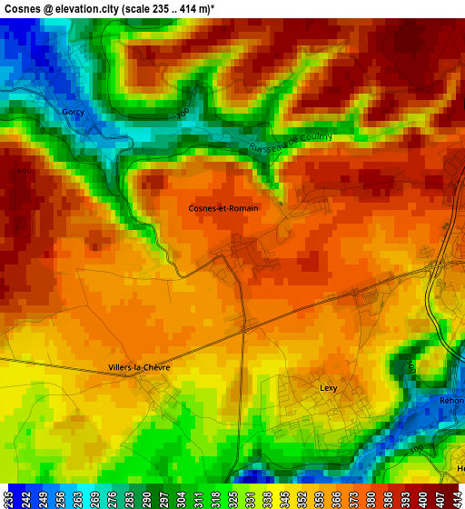 Cosnes elevation map